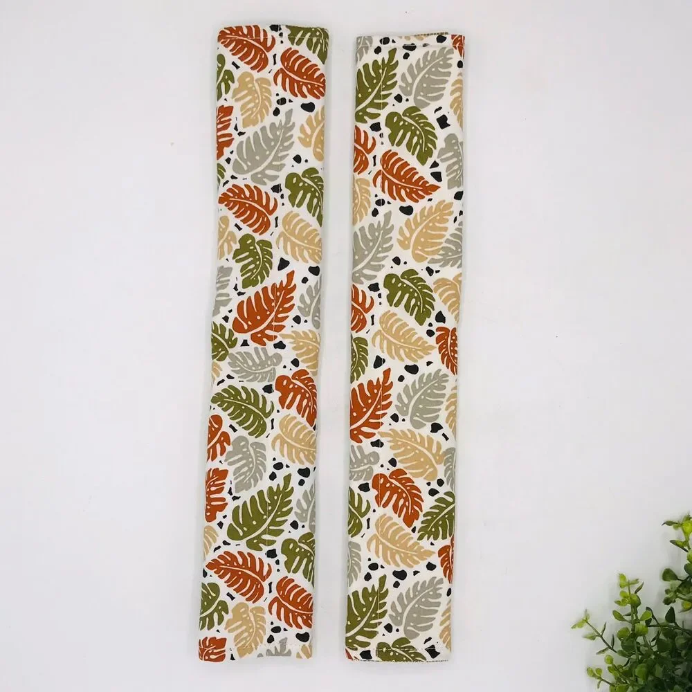 Set of 2 Refrigerator Handle Covers, Reversible, Monstera Tans Beige 14x5